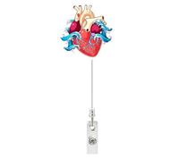 Retractable Badge Holders, Heart Pattern Vertical, Nurse Card Holder Clip, with Quality ID Badge Reel Holder, Sturdy Build Design, for Doctor Nurse Teacher Student Assistant Employee and Daily Use