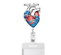 Retractable Badge Holders, Heart Pattern Vertical, Nurse Card Holder Clip, with Quality ID Badge Reel Holder, Sturdy Build Design, for Doctor Nurse Teacher Student Assistant Employee and Daily Use