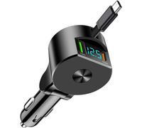 Retractable Car Charger, 75w 3 In 1 Usb C Retractable Cigarette Lighter Charger With Cable, Super Fast 30w Usb C Cigarette Lighter Compatible With I-Phone 16/15/Pro Max/Pro/Plus/Sam-Sung
