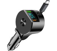 Retractable Car Charger,Usb C Car Accessory,75w Car Cigarette Lighter Charger,Travel Accessories,Usb Cigarette Lighter Adapter For Iphone 16 15 14 13 12 Pro Max Plus Galaxy S24