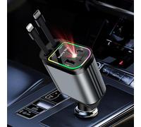 Retractable Car Charger Usb C Car Charger 4 In 1 Ultra Fast Charging Max 66w Car Accessories Compatible With Iphone, Galaxy, Pixel, Google, Huawei Etc