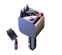 Retractable Car Charger | USB Ports Fast Charging Auto Accessories with Starlight | Compact Autoo Accessory for Commute Adventure Truck Vehicle Trip Travel Work Driver Electronics Mobile