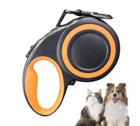 Retractable Chain for Dogs, Pet Walking Leash, Strong Nylon Tape, 360° Tangle- Design, Reflective Strip, Ergonomic Handle, Perfect for Small, Large Dogs, (Black/Gray)