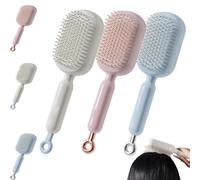 Retractable Cushion Massage Brush Self-Cleaning Air Cushion Comb Hairbrush with Retractable Bristles Detangling Hair Brush Anti Static Breakage Pocket Fine No Tangle Hair Edges Brush(3pcs)