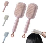 Retractable Cushion Massage Brush Self-Cleaning Air Cushion Comb Hairbrush with Retractable Bristles Detangling Hair Brush Anti Static Breakage Pocket Fine No Tangle Hair Edges Brush(Pink2pcs)
