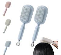 Retractable Cushion Massage Brush Self-Cleaning Air Cushion Comb Hairbrush with Retractable Bristles Detangling Hair Brush Anti Static Breakage Pocket Fine No Tangle Hair Edges Brush(Blue2pcs)