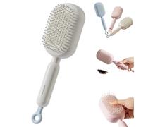 Retractable Cushion Massage Comb, Air Anti Static One-pull Self Cleaning Hair Brush, for All Hairs Types Home Travel School. (white)