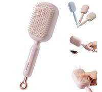 Retractable Cushion Massage Comb, Air Anti Static One-pull Self Cleaning Hair Brush, for All Hairs Types Home Travel School. (pink)