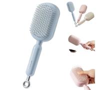 Retractable Cushion Massage Comb, Air Anti Static One-pull Self Cleaning Hair Brush, for All Hairs Types Home Travel School. (blue)