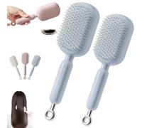 Retractable Cushion Massage Comb - Anti-Static Self Cleaning Hair Brush for Effortless Detangling, Gentle Scalp Massage, and Easy Hair Removal, Ideal for All Hair Types Including Wigs (2Pcs-B)