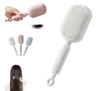 Retractable Cushion Massage Comb - Anti-Static Self Cleaning Hair Brush for Effortless Detangling, Gentle Scalp Massage, and Easy Hair Removal, Ideal for All Hair Types Including Wigs (Cloud White)