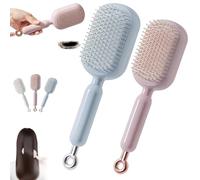 Retractable Cushion Massage Comb - Anti-Static Self Cleaning Hair Brush for Effortless Detangling, Gentle Scalp Massage, and Easy Hair Removal, Ideal for All Hair Types Including Wigs (Mixed-1)