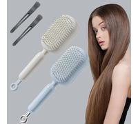 Retractable Cushion Massage Comb Brush, Anti Static Self Cleaning Hair Brush for Women Men, Wet Dry Curly for All Hairs Types Home Travel Office School (2pcs-a)