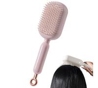 Retractable Cushion Massage Comb Brush, Self Cleaning Hair Brush for Women Men, Smooth Cleaning Hair Comb Curly Wet Dry Hair (Pink)