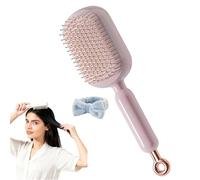 Retractable Cushion Massage Comb, Retractable Hair Brush, Anti Static Self Cleaning Hair Brush for Women, Hair Styling Tools for All Types (Pink)