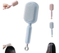 Retractable Cushion Massage Comb, Retractable Hair Brush, Massage Comb ABS Retractables Air Cushion Self Cleaning Hair Brush for Curly Wet Dry Hairs in Bathroom Bedroom Office Travel (Blue)