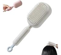 Retractable Cushion Massage Comb, Self Cleaning Hair Brush, Anti Static Self Cleaning Hair Brush for All Hairs Types (White)