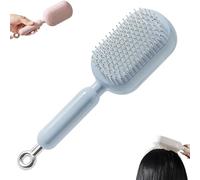 Retractable Cushion Massage Comb, Self Cleaning Hair Brush, Anti Static Self Cleaning Hair Brush for All Hairs Types (Blue)