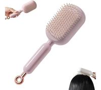 Retractable Cushion Massage Comb, Self Cleaning Hair Brush, Anti Static Self Cleaning Hair Brush for All Hairs Types (Pink)