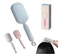 Retractable Cushion Massage Comb, Self Cleaning Hair Brush, Hair Massage Brush, Pull Ring Air Cushion Massages Brush, Anti Static Comb for Women and Men All Hairs Types (Blue)