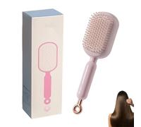 Retractable Cushion Massage Comb, Ultra-Soft Rebound Retractable Hair Brush, Hidden Air Cushion Self Cleaning Hair Brush for Women (Pink)