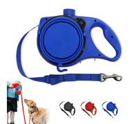 Retractable Dog Belt Plate and Water Bottle, 3 in 1 Dog Lead Has A Built-in Water Bottle and Bowl, for Small, Medium, Large Dogs (Blue)