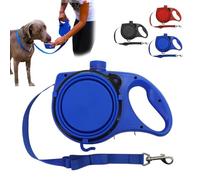 Retractable Dog Belt Plate and Water Bottle, 3 in 1 Dog Lead, Portable Dogs Leash with Foldable Bowl and Anti Slip Handle, for Small, Medium, Large Dogs (Blue)
