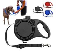 Retractable Dog Belt Plate and Water Bottle, 3 in 1 Dog Lead, Portable Dogs Leash with Foldable Bowl and Anti Slip Handle, for Small, Medium, Large Dogs (Black)