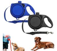 Retractable Dog Belt Plate and Water Bottle, 3-in-1 Portable Multifunctional Dog Leash with Built-in Water Bottle Foldable Bowl & Poop Bag Holder for Small Medium Large Dogs (Blue+Black)
