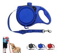 Retractable Dog Belt Plate and Water Bottle, 3-in-1 Retractable Dog Leash Anti Slip Handle Built-in Water Bottle, for Small, Medium, Large Pets (Blue)