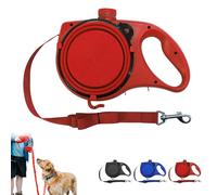 Retractable Dog Belt Plate and Water Bottle, 3-in-1 Retractable Dog Leash Anti Slip Handle Built-in Water Bottle, for Small, Medium, Large Pets (Red)
