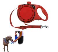 Retractable Dog Belt Plate and Water Bottle, 3-in-1 Retractable Dog Leash Has a Built-in Water Bottle and Bowl, Foldable Bowl and Anti Slip Handle,Or Small, Medium, Large Dogs (Red)