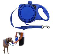 Retractable Dog Belt Plate and Water Bottle, 3-in-1 Retractable Dog Leash Has a Built-in Water Bottle and Bowl, Foldable Bowl and Anti Slip Handle,Or Small, Medium, Large Dogs (Blue)