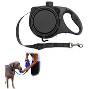 Retractable Dog Belt Plate and Water Bottle, 3-in-1 Retractable Dog Leash Has a Built-in Water Bottle and Bowl, Foldable Bowl and Anti Slip Handle,Or Small, Medium, Large Dogs (Black)