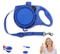 Retractable Dog Belt Plate and Water Bottle, Has a Built-in Water Bottle and Bowl, 3-in-1 Retractable Dog Leash, with Foldable Bowl Hook Garbage Bags, for All Dog Breeds (Blue)