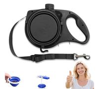 Retractable Dog Belt Plate and Water Bottle, Has a Built-in Water Bottle and Bowl, 3-in-1 Retractable Dog Leash, with Foldable Bowl Hook Garbage Bags, for All Dog Breeds (Black)