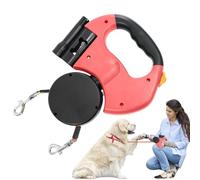 Retractable Dog Lead, 360° Rotating Strong Dog Leads, 7.87x7.48in Double Pet Walker, Wear-Resistant Nylon Cord, Less Portable Design for Night Walking Hiking Travel Use
