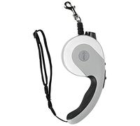 Retractable Dog Leash, Pet Walking Leash with Anti - Slip Ergonomic Handle, LED Light and Metal Hook, ABS Cord Reel for Small Medium Dogs, Night Safety Leash for Evening Walks (Blanc Gris)