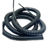 Rétractable Élastique Câble de traction spiralé 8 brins rétractable 5 mètres 16 pieds cordon extensible à ressort noir Télescopique Bobine(20AWG)