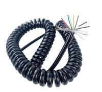 Rétractable Élastique Câble spiralé blindé à 6 conducteurs 26 AWG 0,15 mm², ressort télescopique, fil extensible et rétractable Télescopique Bobine(Stretch 5 meters)