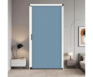 Retractable Folding Door, No Drill Closet Door, Screen Aluminum Alloy & Cellular Fabric, Waterproof and Heat Insulation Sliding dividers Doors for Bedroom, Bathroom(Blue,W70in/177cm-h78in/20