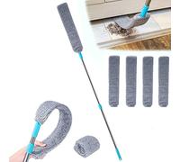 Retractable Gap Dust Cleaner, Under Fridge & Appliance Duster, Dust Brush for Wet and Dry,Retractable Gap Dust Cleaning Artifact for Home Bedroom Kitchen (With 4 Replaceable Cloth)