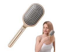 Retractable Hair Brush, Air Cushion Comb, 9.45x3.15 Inches Self-Cleaning Massage Comb, Portable Scrape for Thick and Long Hair, Women and Girls, Gold/Black
