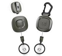Retractable Key Ring Key Chain 2 Pack Zinc Alloy Belt Clip And Carabiner Version,Retracting Up To 8oz,31.5"" Cable,Id Badge Reel (Dark Grey)