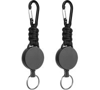 Retractable Key Rings,Strong Carabiner Badge Holder,Retractable Badge Reel Clip With Braided Lanyard,Paracord Key Ring And Steel Wire Cord For Hiking,Outdoors,Black,60cm Boucle Calebasse