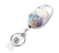 Retractable Marble Badge Reel - Keychain Clip, Sturdy Badge Holder, Space-Saving ID Reel | Key Badges Card Accessory, Office Work School Equipment, Easy Pull Clip, Professional Retractable