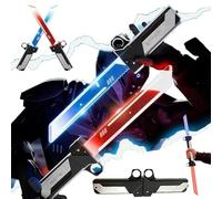 Retractable Plug-In Lightsaber Toy, Dual-Color LED Light Saber, Connectable Double-Blade Glory, 2-in-1 Reversible Fingertip Spin Hilt Sword, Metallic Swung Play Cosplay Prop, Cool Gadgets (1pc)