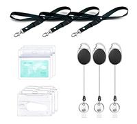 Rétractable Porte Badge, Cordon Avec Porte Carte, ensemble 12 pièces comprenant - Clip Bobine, Cordon, Porte Badges transparentes et porte-cartes d'identité étanches (3 Set)