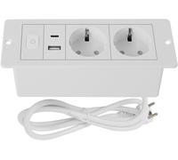 Retractable Power Strip With 2 Usb Ports, Built-In Power Strip 3 Outlets With 1.8M Cable For Office, Bedroom, Classroom, Workplace (White, 2Ac+Usb(A+C))