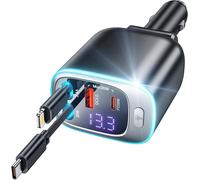 Retractable Usb C Car Cigarette Lighter Charger, [Quick Charge 4 Ports] 72w Car Charger, 12v Pd30w & Qc3.0 Car Cigarette Lighter Adapter Cables 65 Cm For Iphone/Galaxy/Ipad